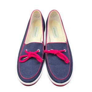 😊Grasshopper Navy Blue/Red Nautica Slip On Flat Loafer Shoes Sz 6M